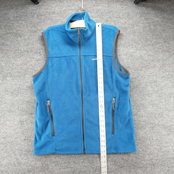 Eddie Bauer Men's Zip Up Fleece Vest Blue M Zipped Pockets Mock Neck Outdoor - Picture 11 of 13